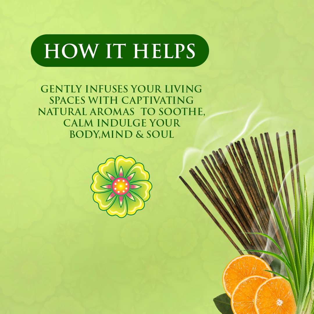 Lemongrass Mandarin - Aromaveda Incense Sticks