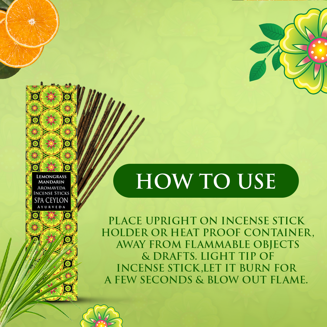 Lemongrass Mandarin - Aromaveda Incense Sticks