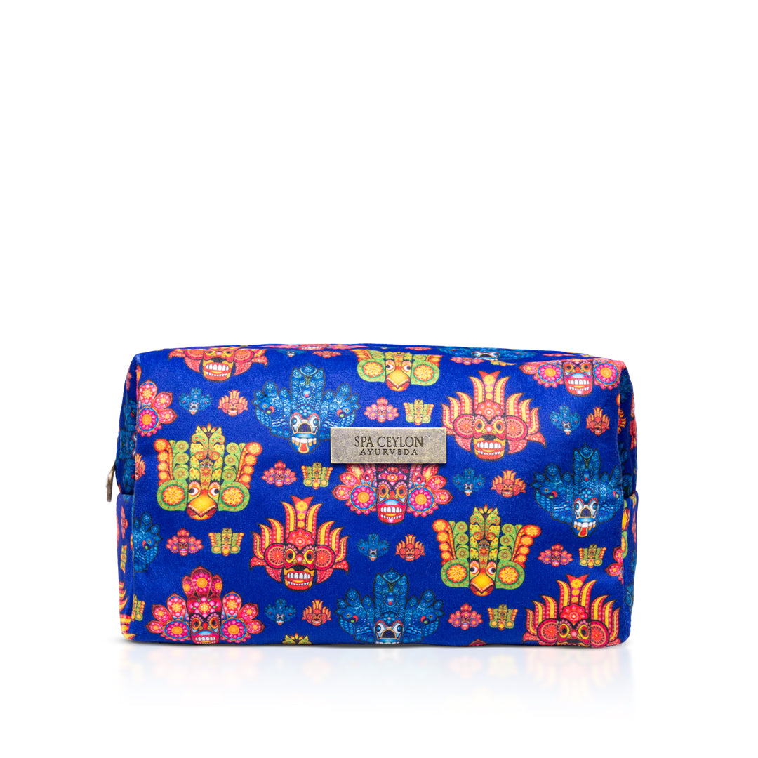 Blue Mask Design Small Velvet Wellness Bag 9x8x18cm