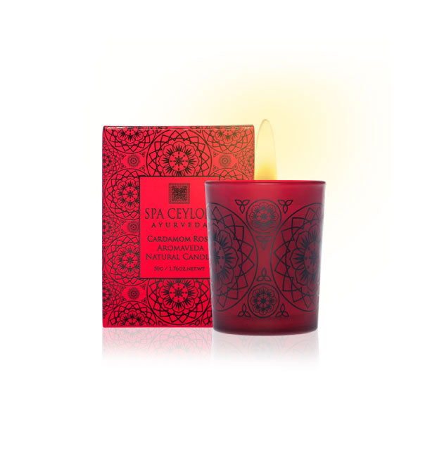 Cardamom Rose - Aromaveda Natural Candle 50g - Spa Ceylon Sri Lanka