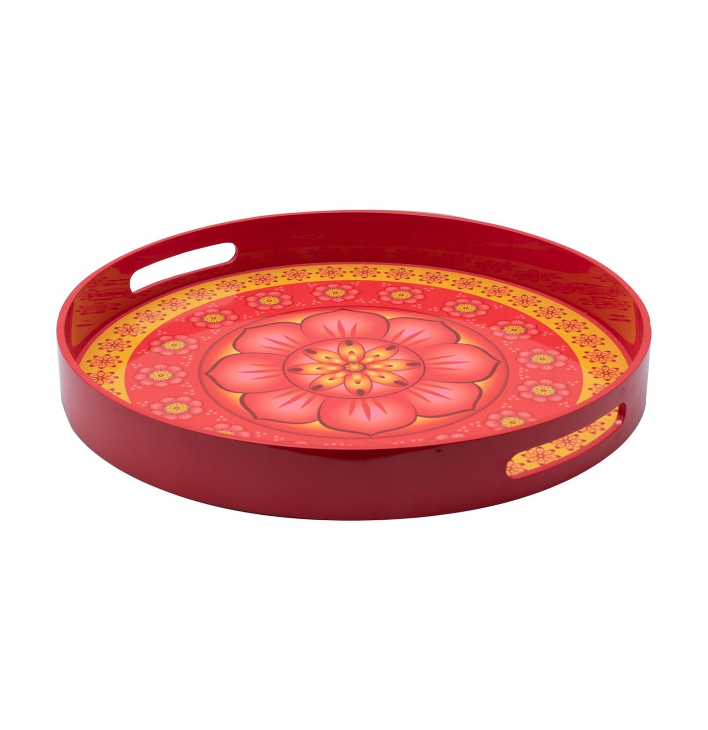 Cardamom Rose Lacquerware Circle Tray A 35cmD x 5.5cmH - Spa Ceylon Sri Lanka