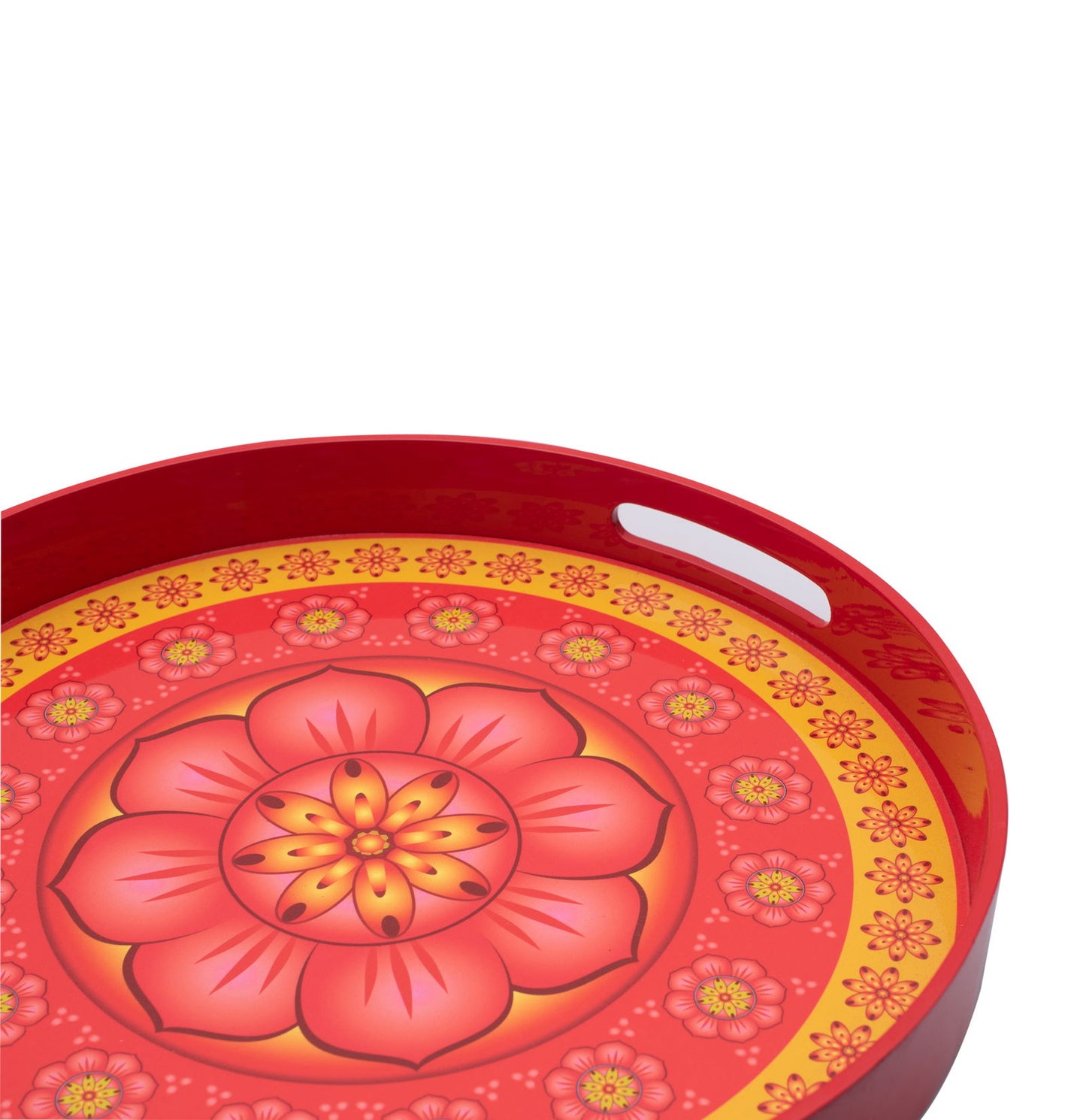 Cardamom Rose Lacquerware Circle Tray A 35cmD x 5.5cmH - Spa Ceylon Sri Lanka