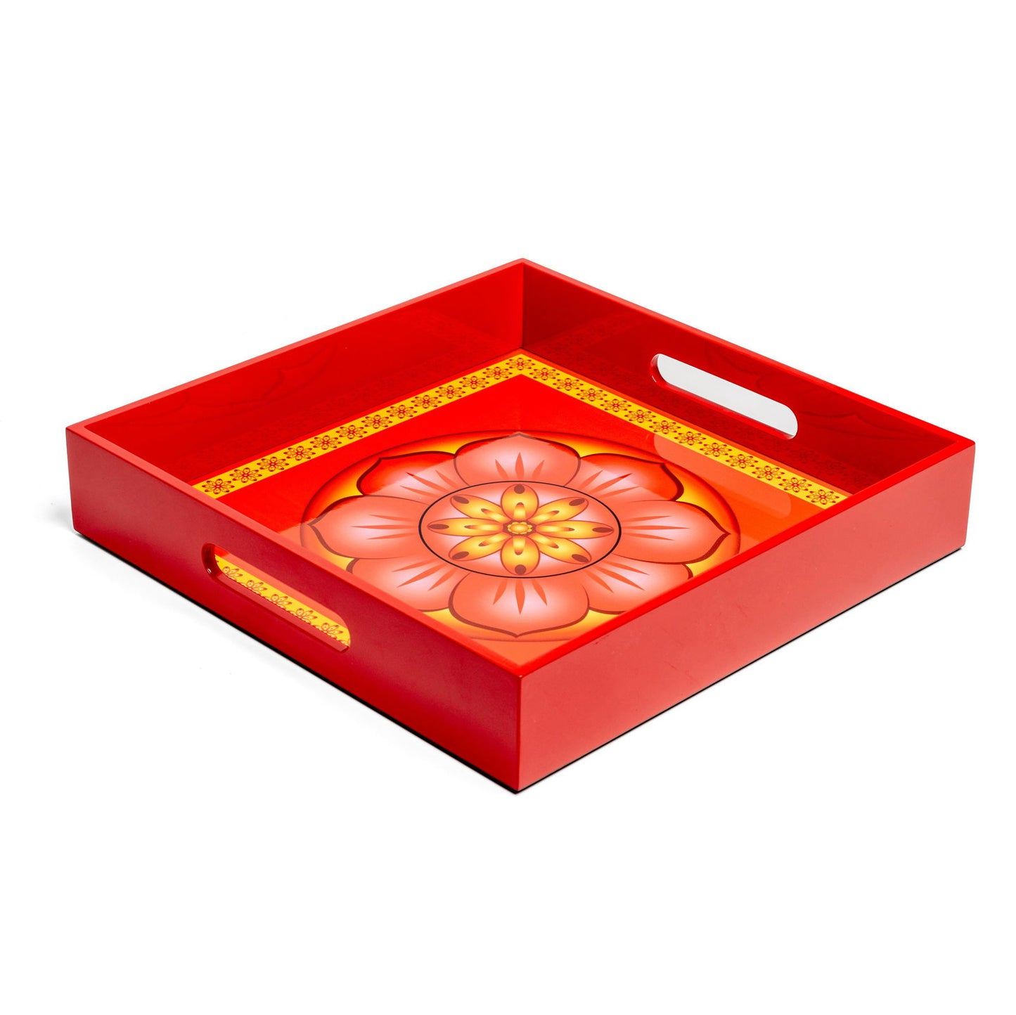 Cardamom Rose Lacquerware Square Tray A 30cmL x 30cmW x 5.5cmH - Spa Ceylon Sri Lanka