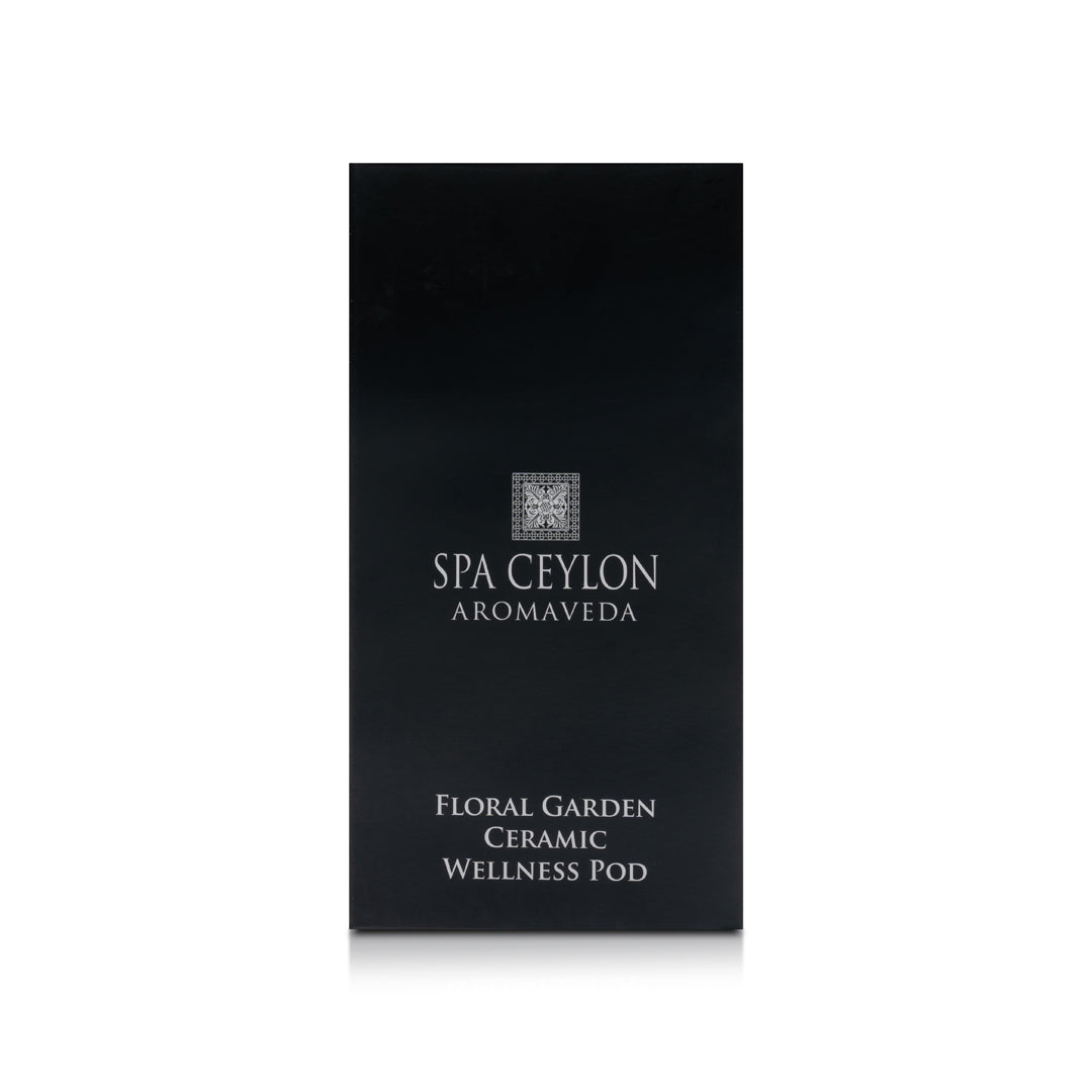 Ceramic Wellness Pod (Floral Garden) with Wooden Finish Base 100ml - Spa Ceylon Sri Lanka