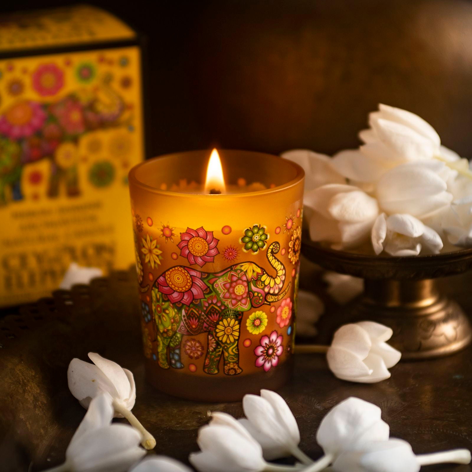 Ceylon Elephant Neroli Jasmine - Aromaveda Natural Candle 50g - Spa Ceylon Sri Lanka