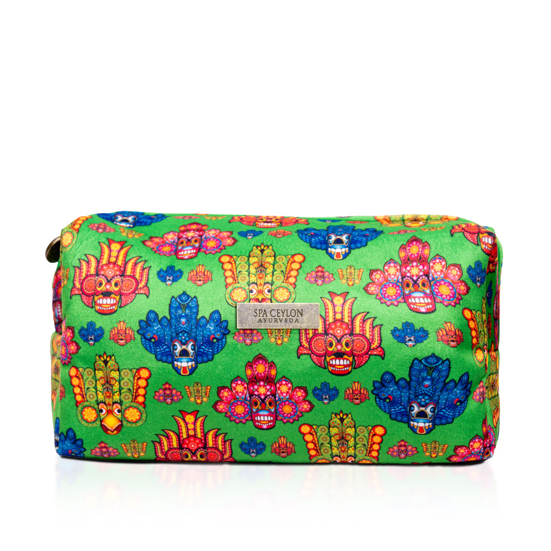 Green Mask Design Large Velvet Wellness Bag 12x9x20cm