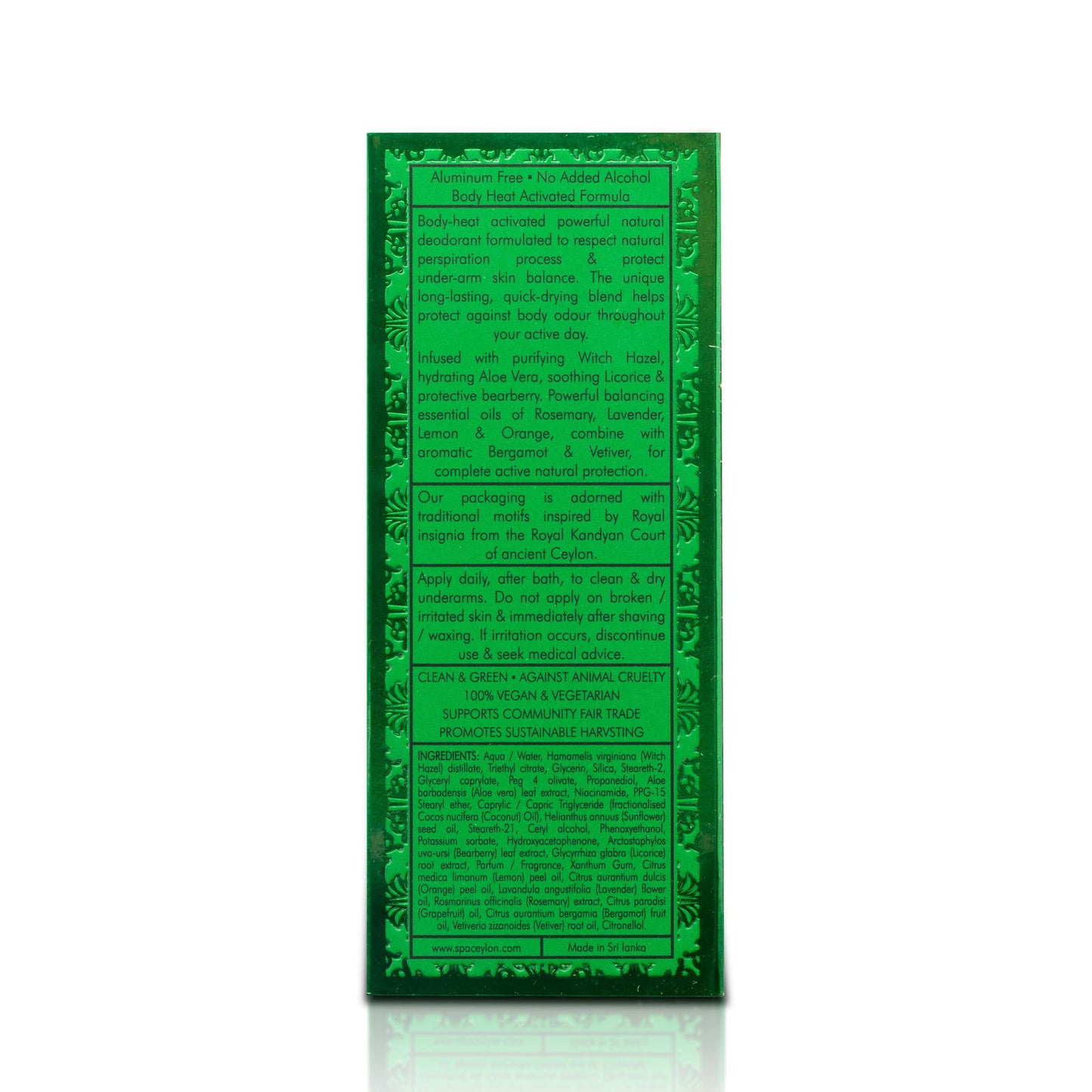 Green - Active Natural Deodorant for Men - 60ml - Spa Ceylon Sri Lanka
