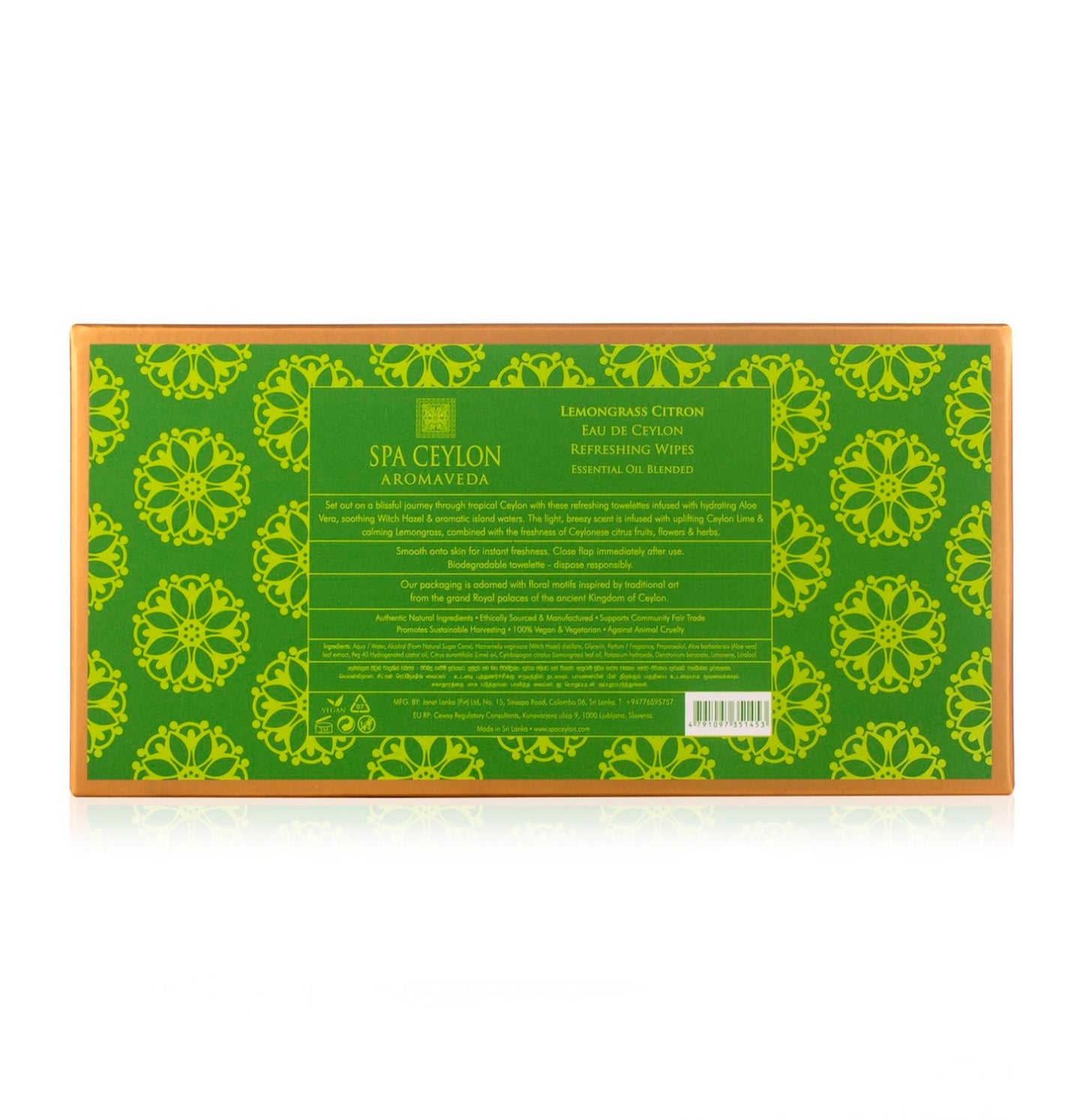 Lemongrass Citron Eau de Ceylon Refreshing Wipes - Spa Ceylon Sri Lanka