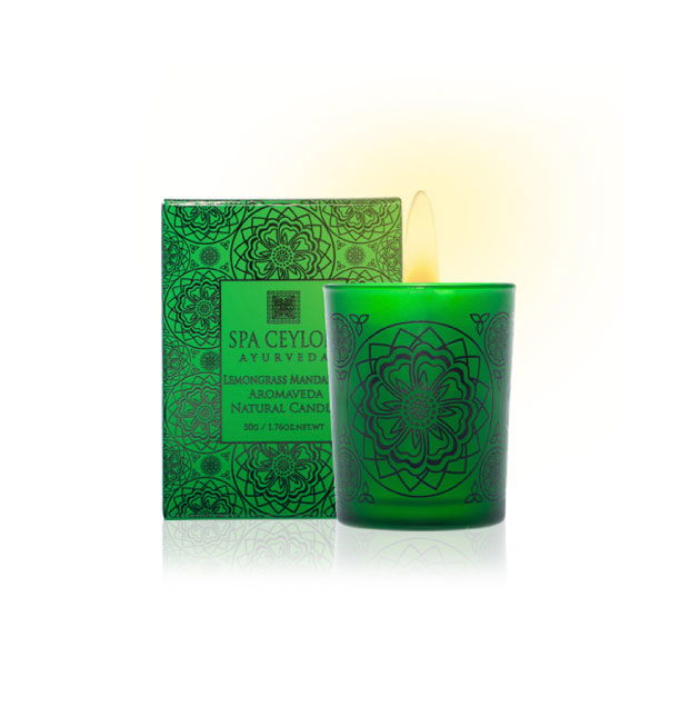 Lemongrass Mandarin - Aromaveda Natural Candle 50g - Spa Ceylon Sri Lanka