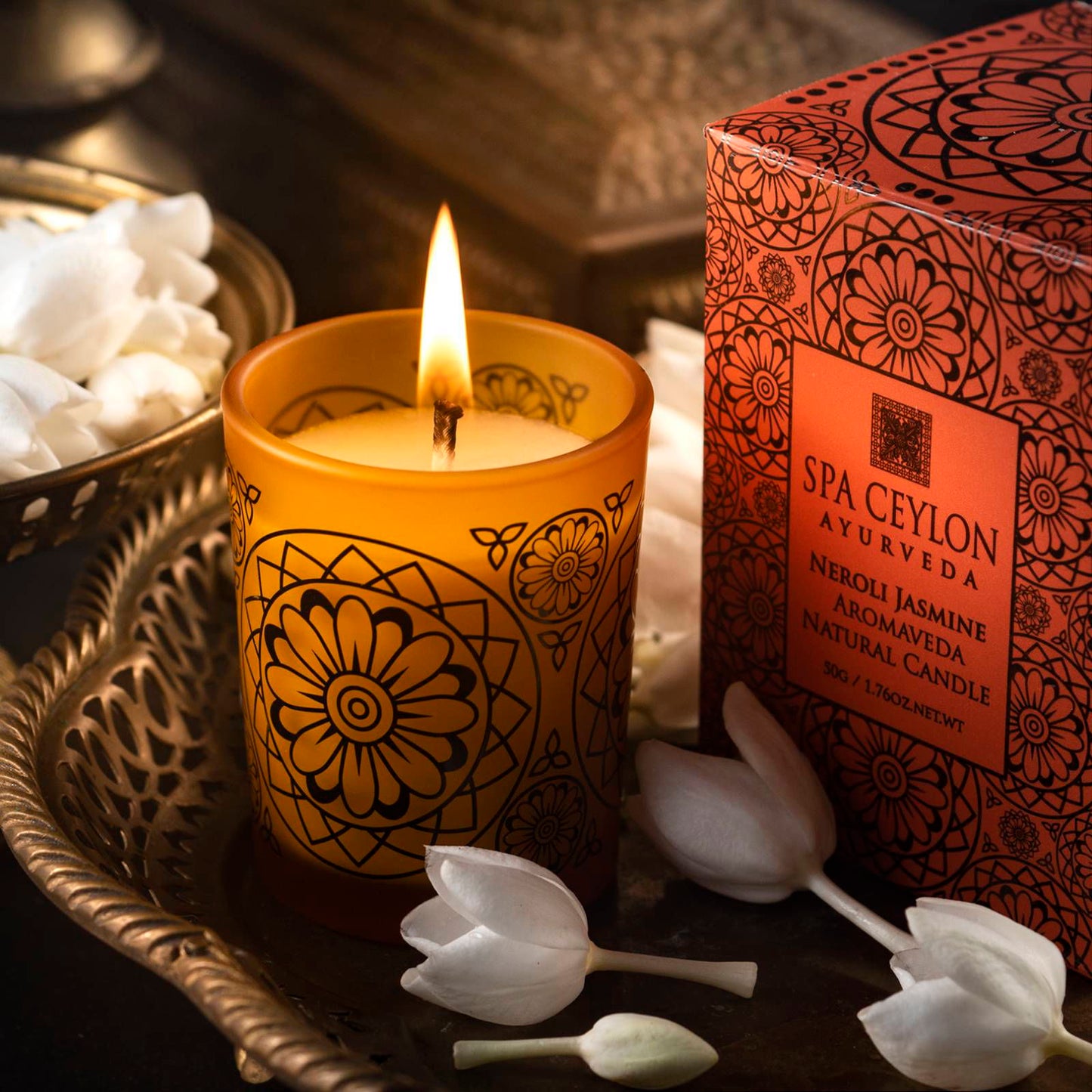 Neroli Jasmine - Aromaveda Natural Candle 50g - Spa Ceylon Sri Lanka