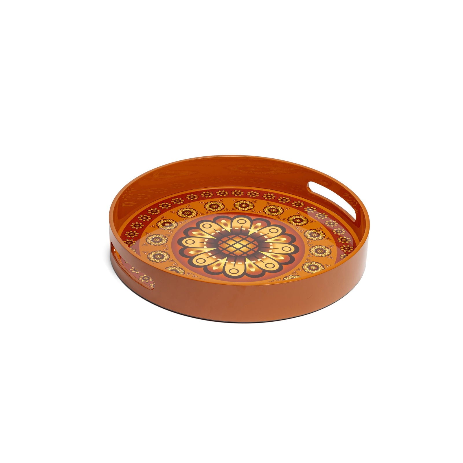 Sensual Sandalwood Lacquerware Circle Tray A 35cmD x 5.5cmH - Spa Ceylon Sri Lanka