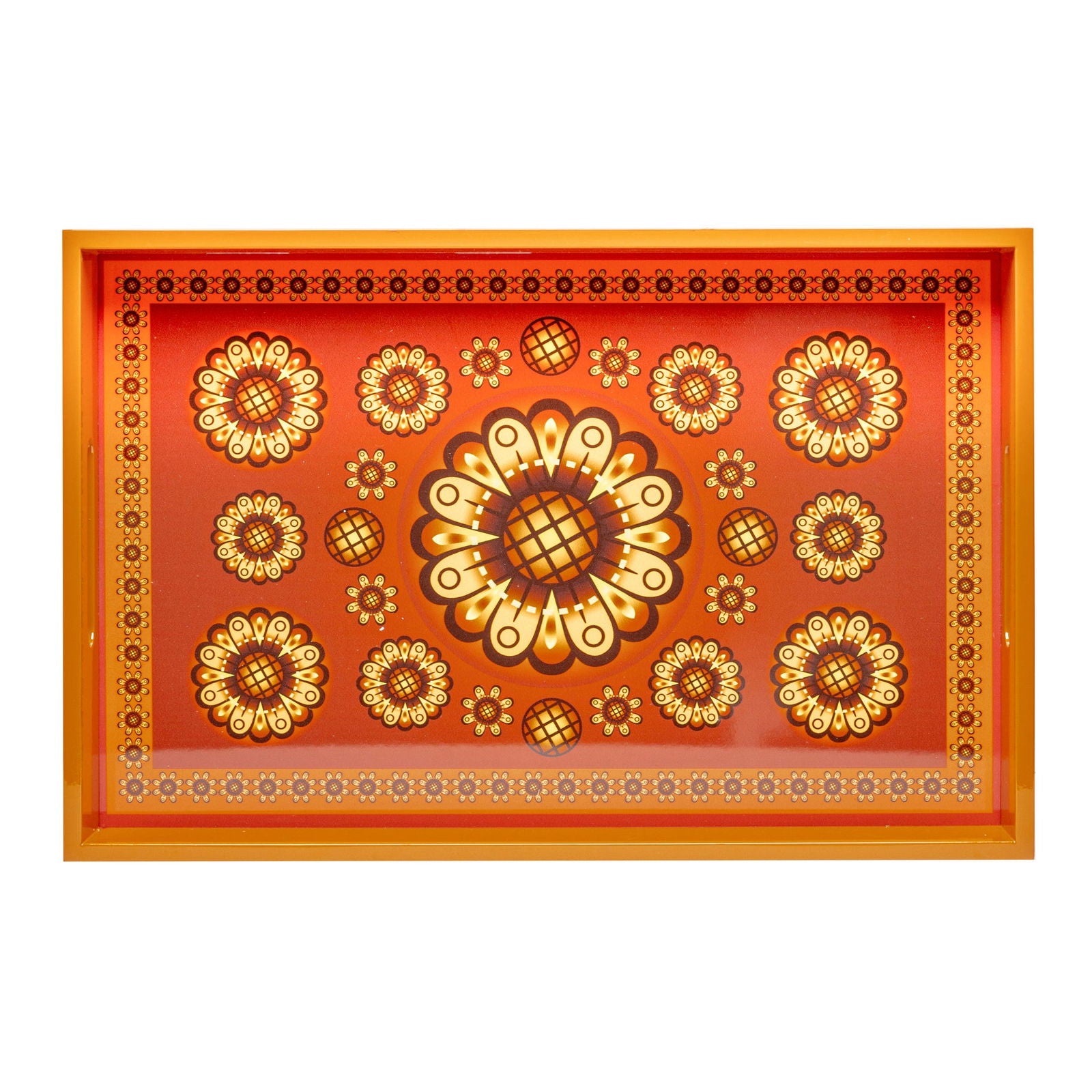 Sensual Sandalwood Lacquerware Rectangle Tray A 46cmL x 30cmW x 5.5cmH - Spa Ceylon Sri Lanka