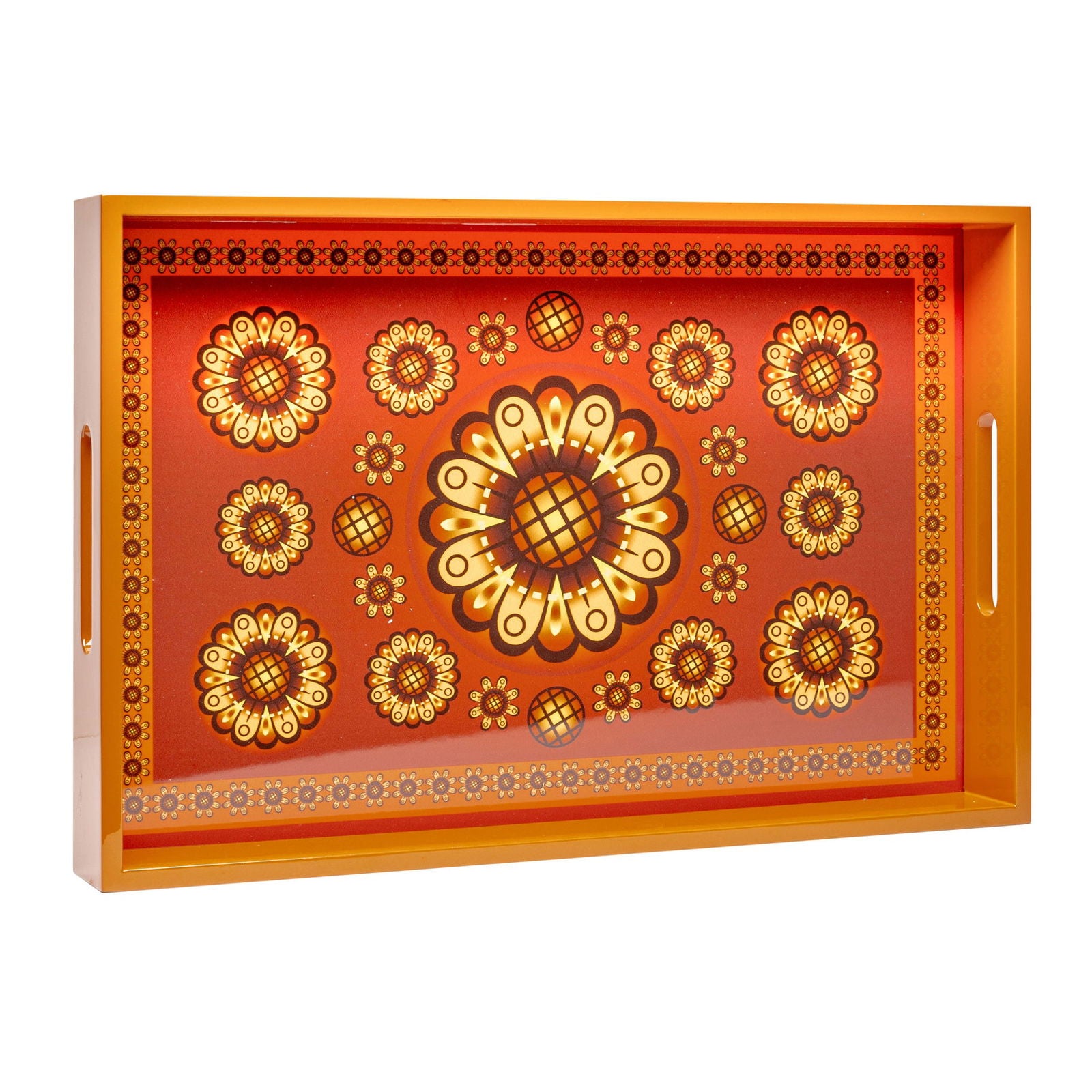 Sensual Sandalwood Lacquerware Rectangle Tray A 46cmL x 30cmW x 5.5cmH - Spa Ceylon Sri Lanka