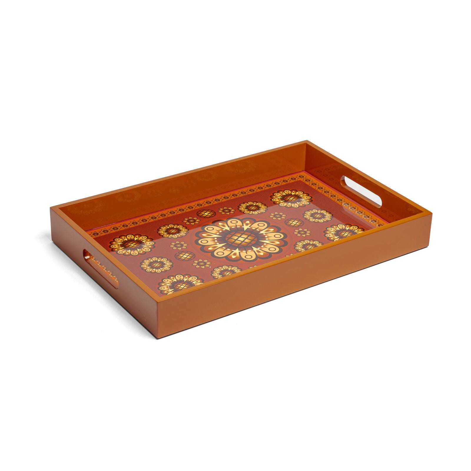 Sensual Sandalwood Lacquerware Rectangle Tray A 46cmL x 30cmW x 5.5cmH - Spa Ceylon Sri Lanka