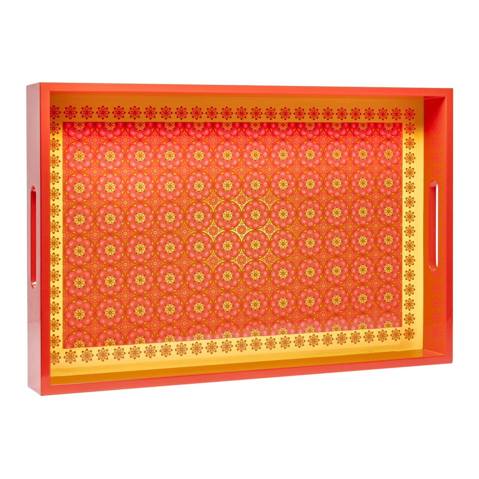 Sensual Sandalwood Lacquerware Rectangle Tray B 46cmL x 30cmW x 5.5cmH - Spa Ceylon Sri Lanka
