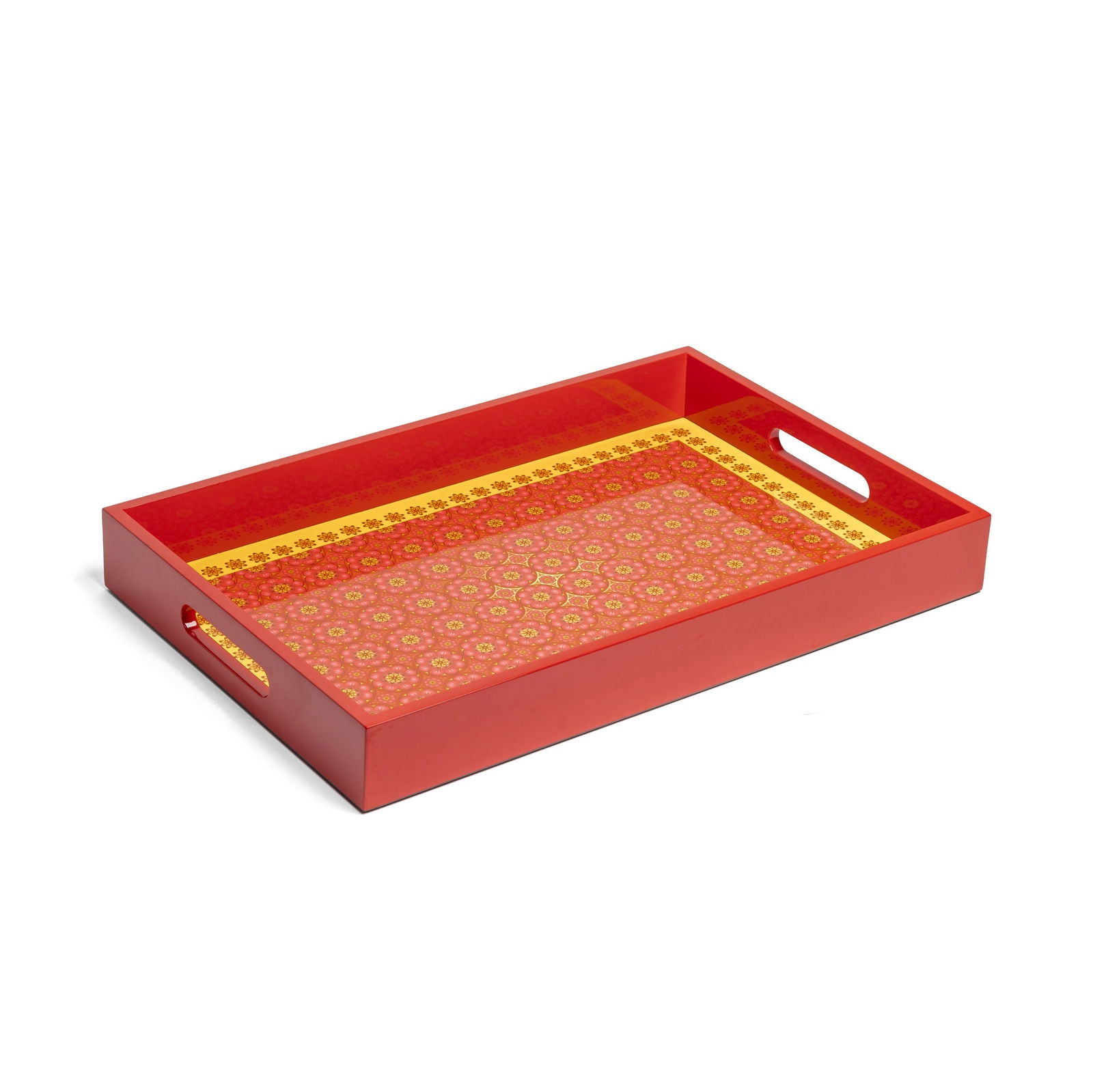 Sensual Sandalwood Lacquerware Rectangle Tray B 46cmL x 30cmW x 5.5cmH - Spa Ceylon Sri Lanka
