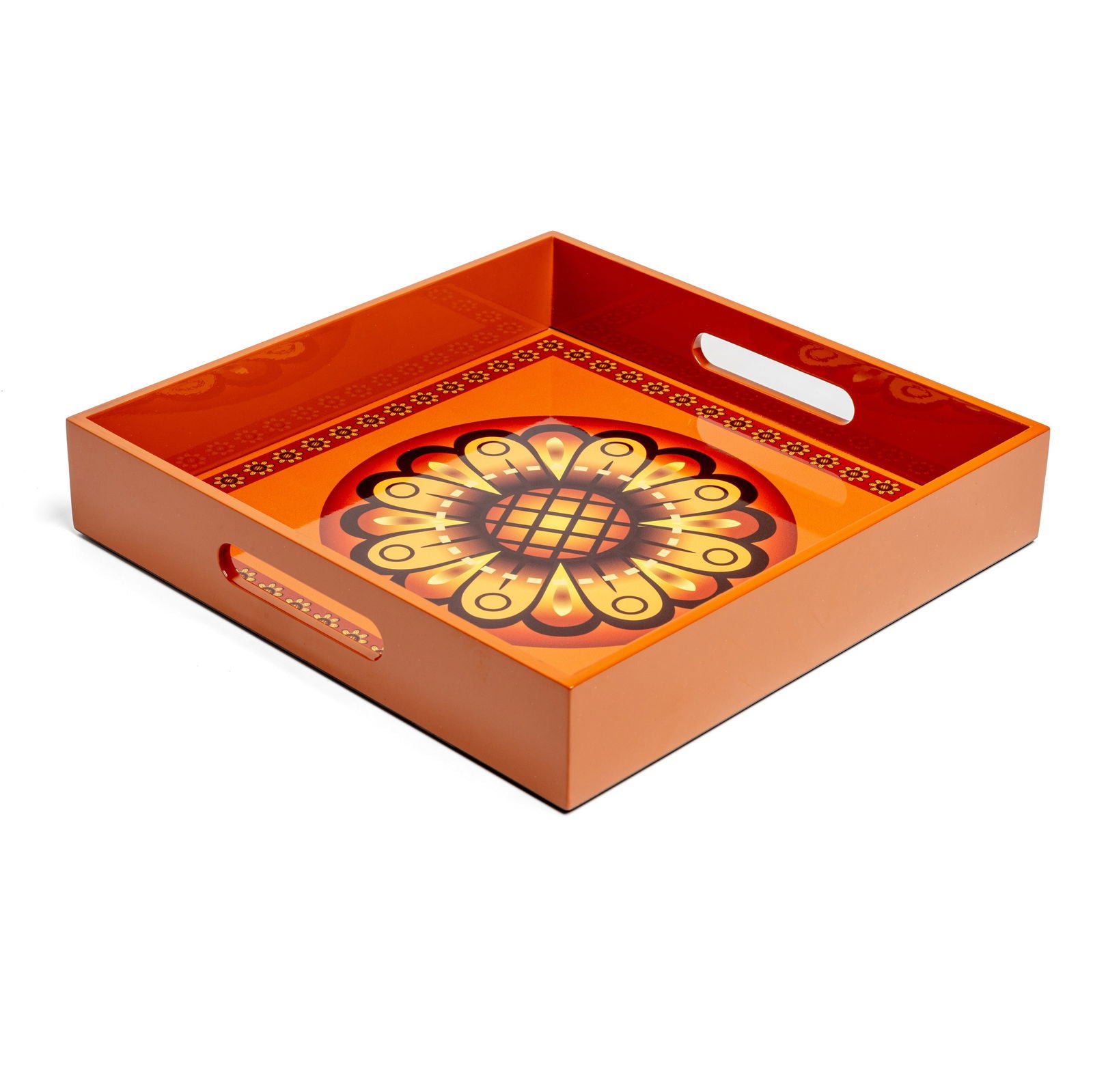 Sensual Sandalwood Lacquerware Square Tray A 30cmL x 30cmW x 5.5cmH - Spa Ceylon Sri Lanka