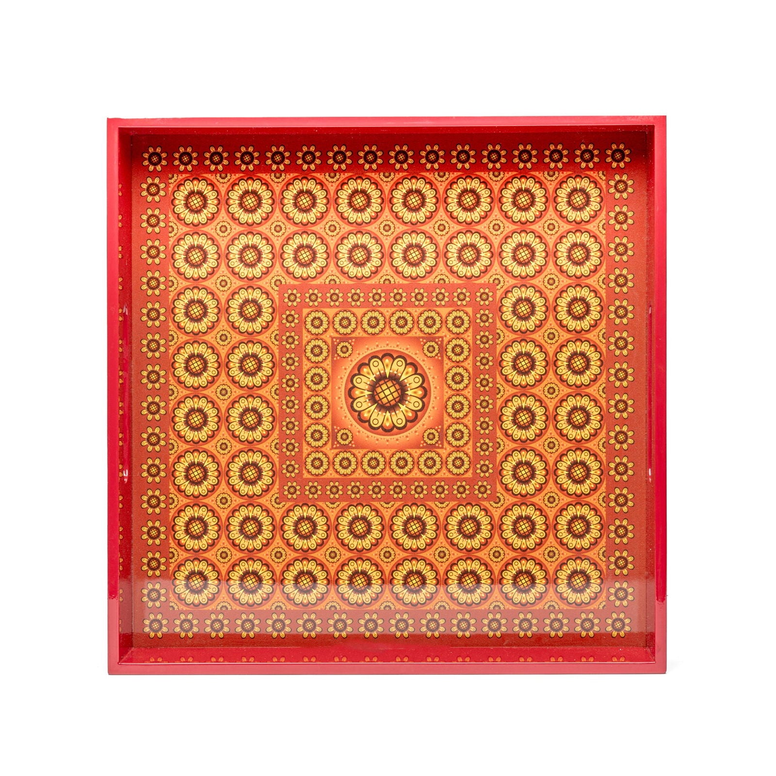 Sensual Sandalwood Lacquerware Square Tray B 30cmL x 30cmW x 5.5cmH - Spa Ceylon Sri Lanka