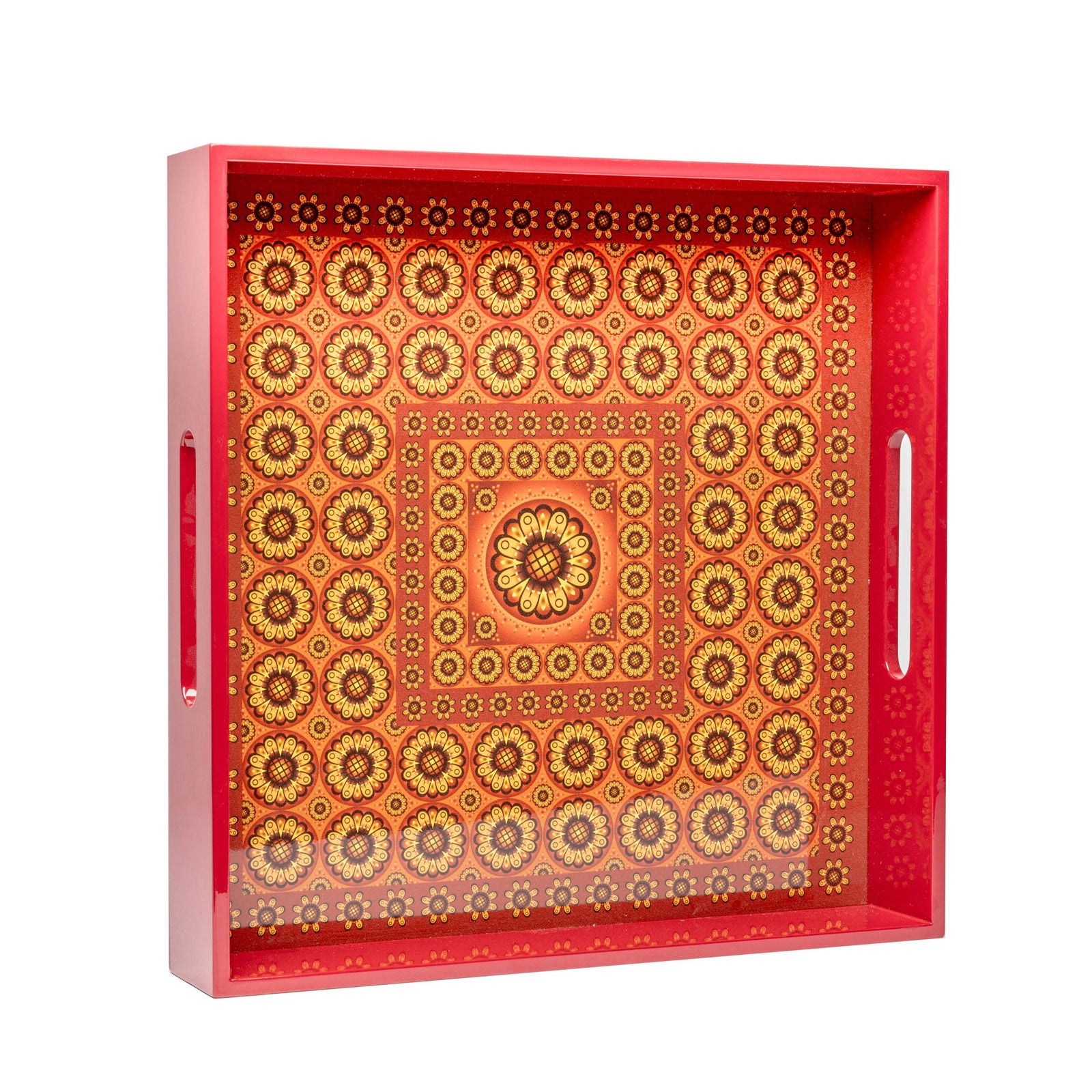 Sensual Sandalwood Lacquerware Square Tray B 30cmL x 30cmW x 5.5cmH - Spa Ceylon Sri Lanka