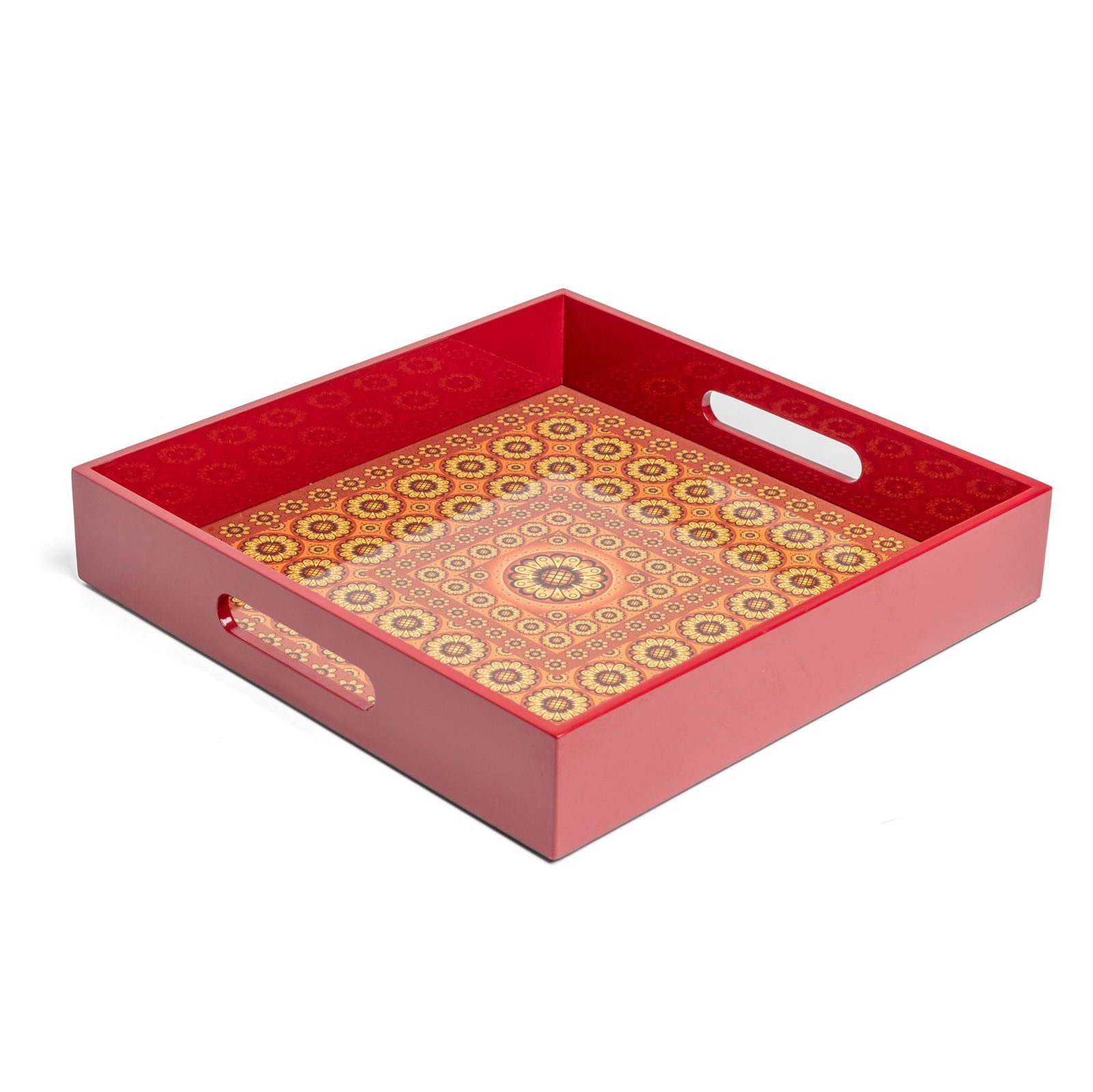 Sensual Sandalwood Lacquerware Square Tray B 30cmL x 30cmW x 5.5cmH - Spa Ceylon Sri Lanka