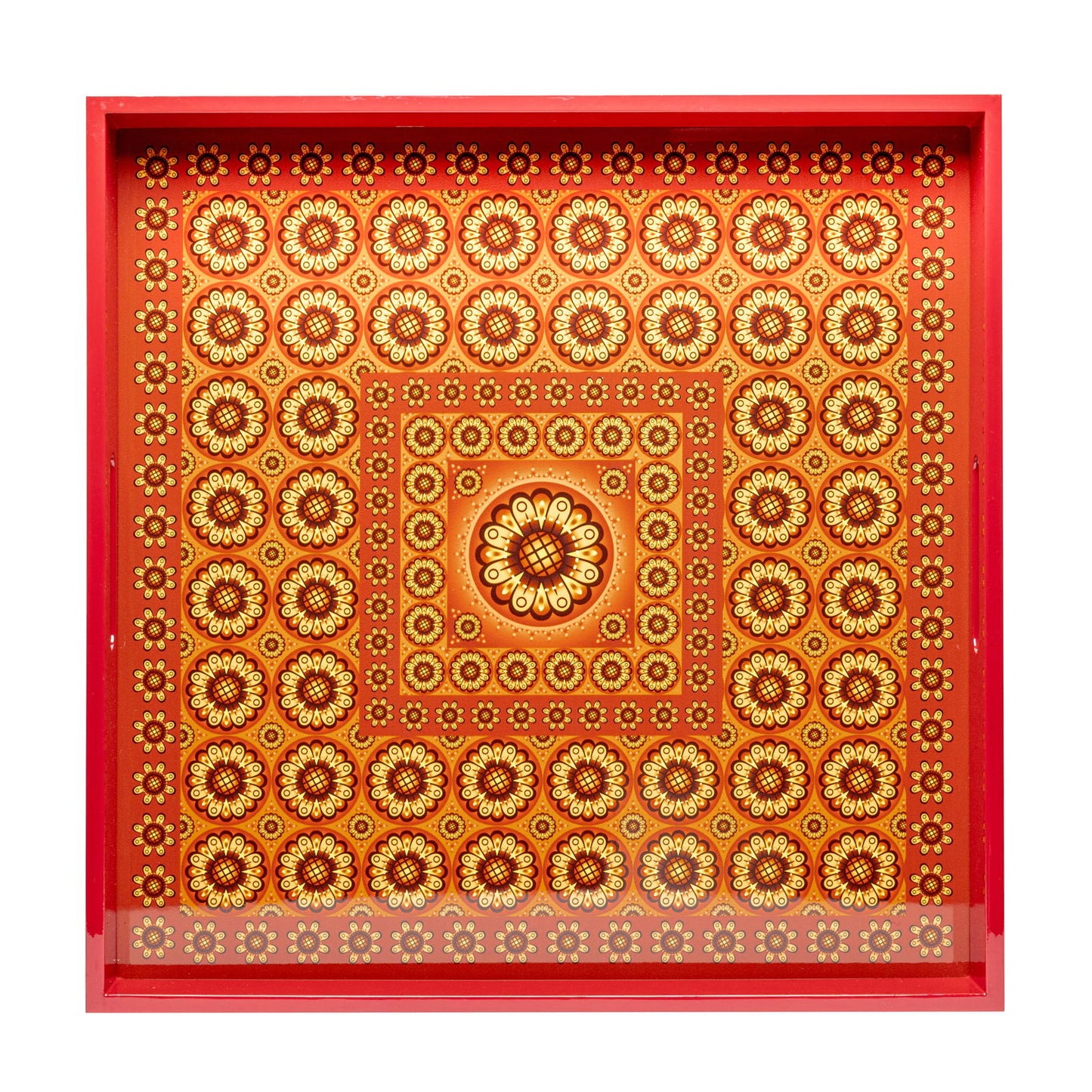 Sensual Sandalwood Lacquerware Square Tray B 45cmL x 45cmW x 5.5cmH - Spa Ceylon Sri Lanka