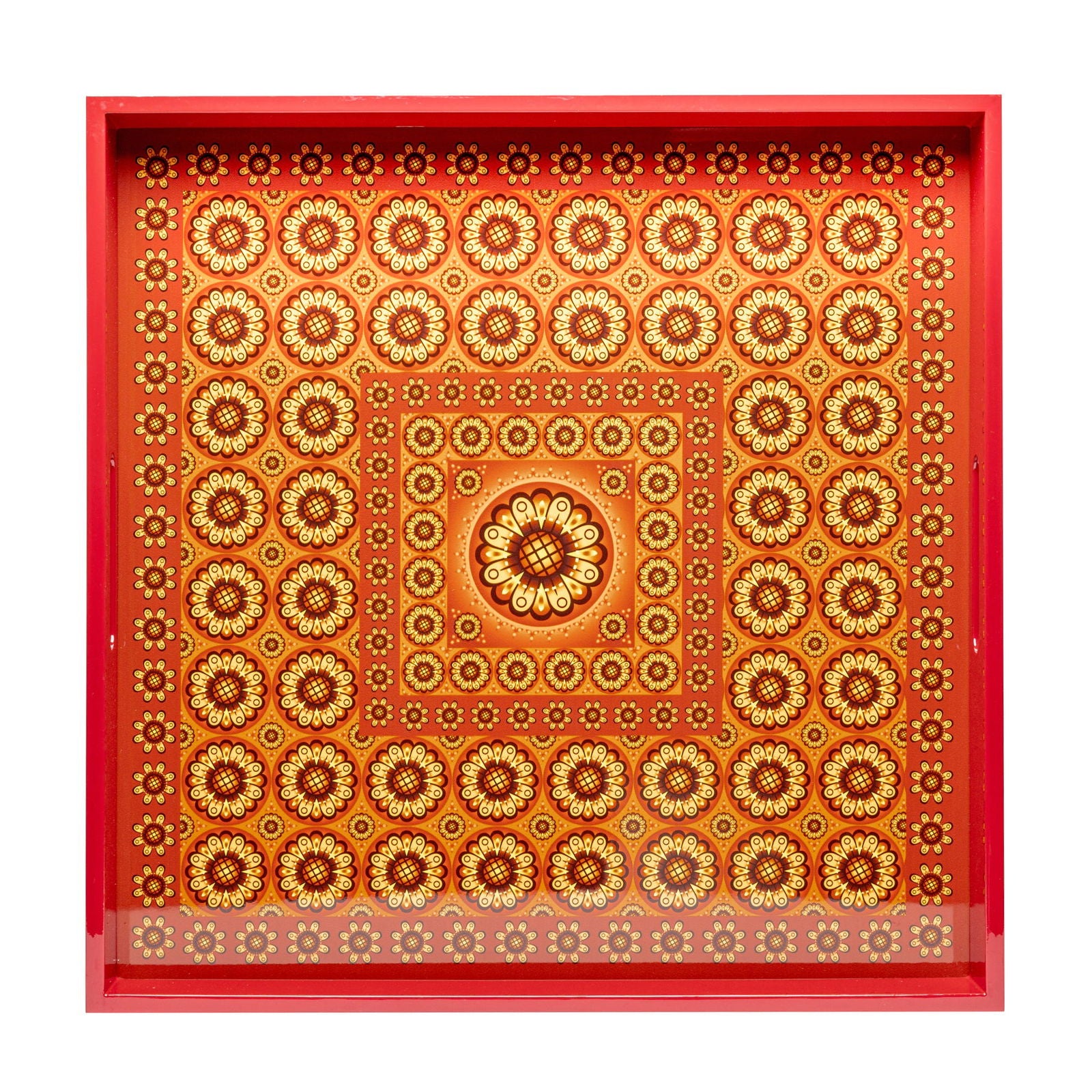 Sensual Sandalwood Lacquerware Square Tray B 45cmL x 45cmW x 5.5cmH - Spa Ceylon Sri Lanka