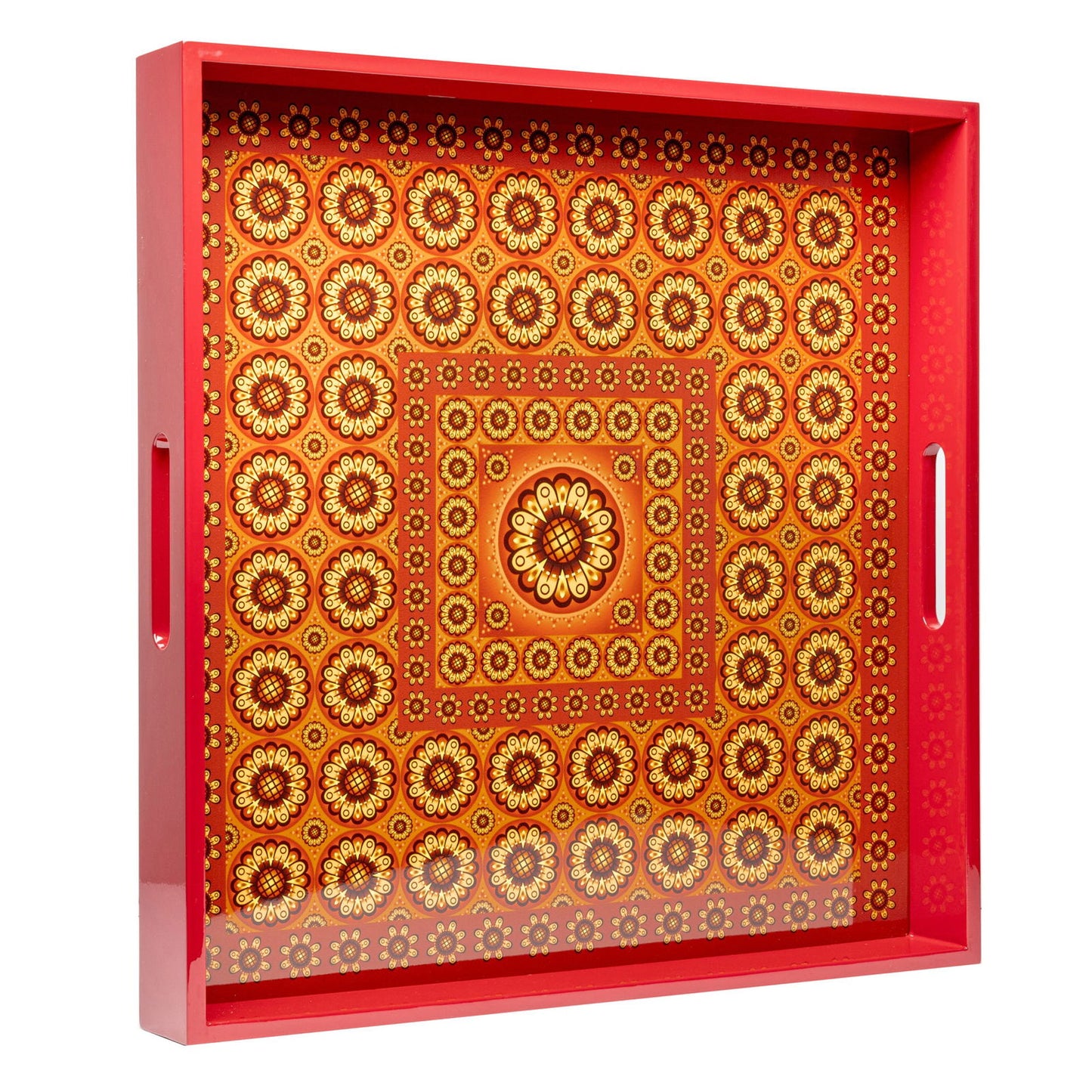 Sensual Sandalwood Lacquerware Square Tray B 45cmL x 45cmW x 5.5cmH - Spa Ceylon Sri Lanka
