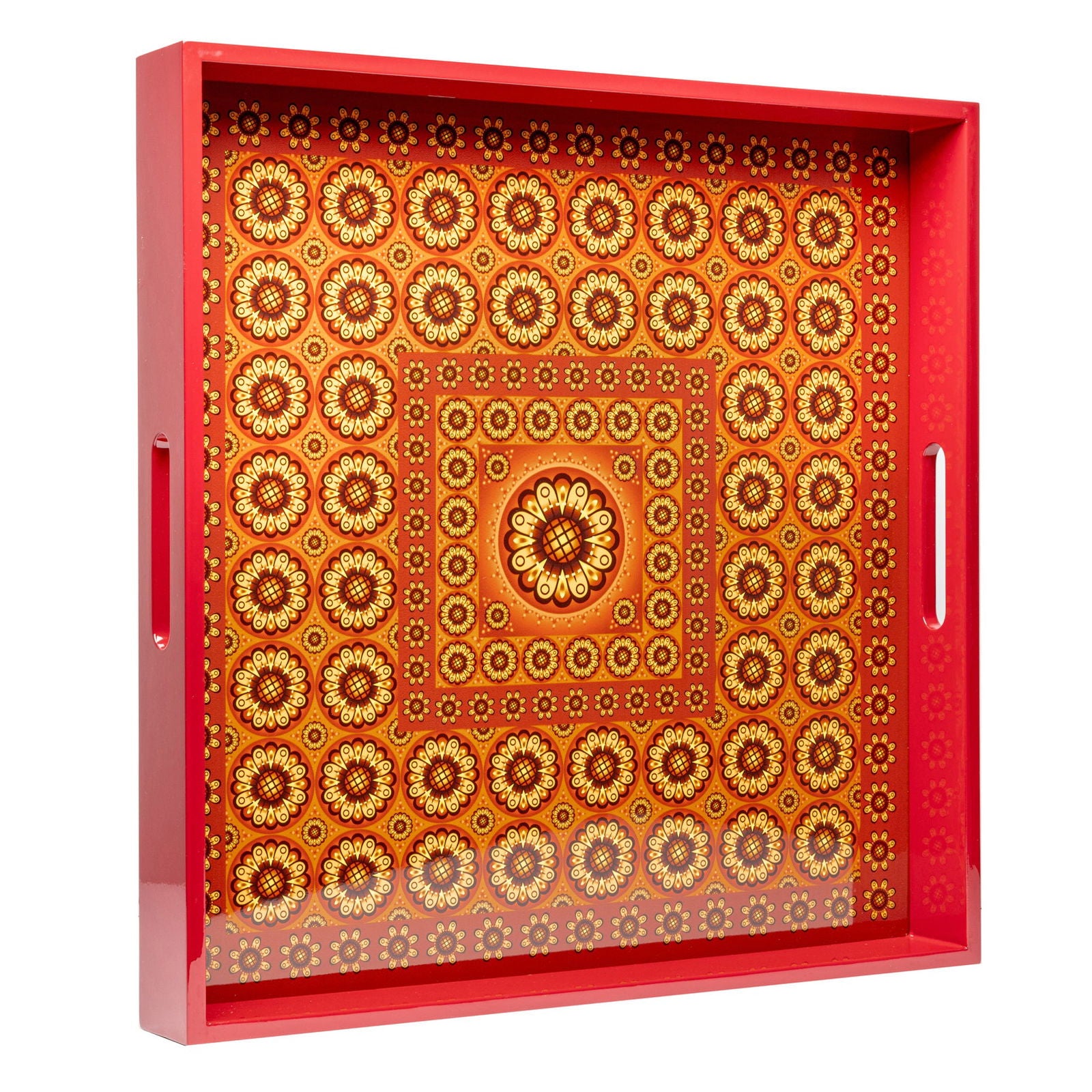 Sensual Sandalwood Lacquerware Square Tray B 45cmL x 45cmW x 5.5cmH - Spa Ceylon Sri Lanka