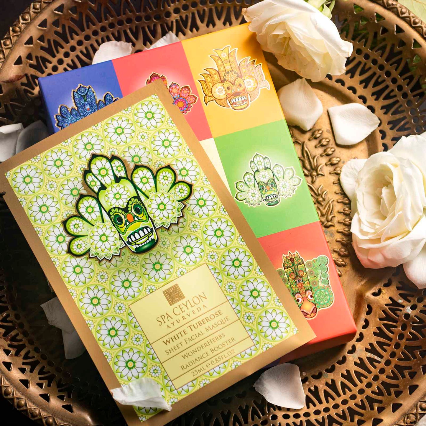 White Tuberose -Sheet Facial Masque - WonderHerbs Radiance Booster - Spa Ceylon Sri Lanka
