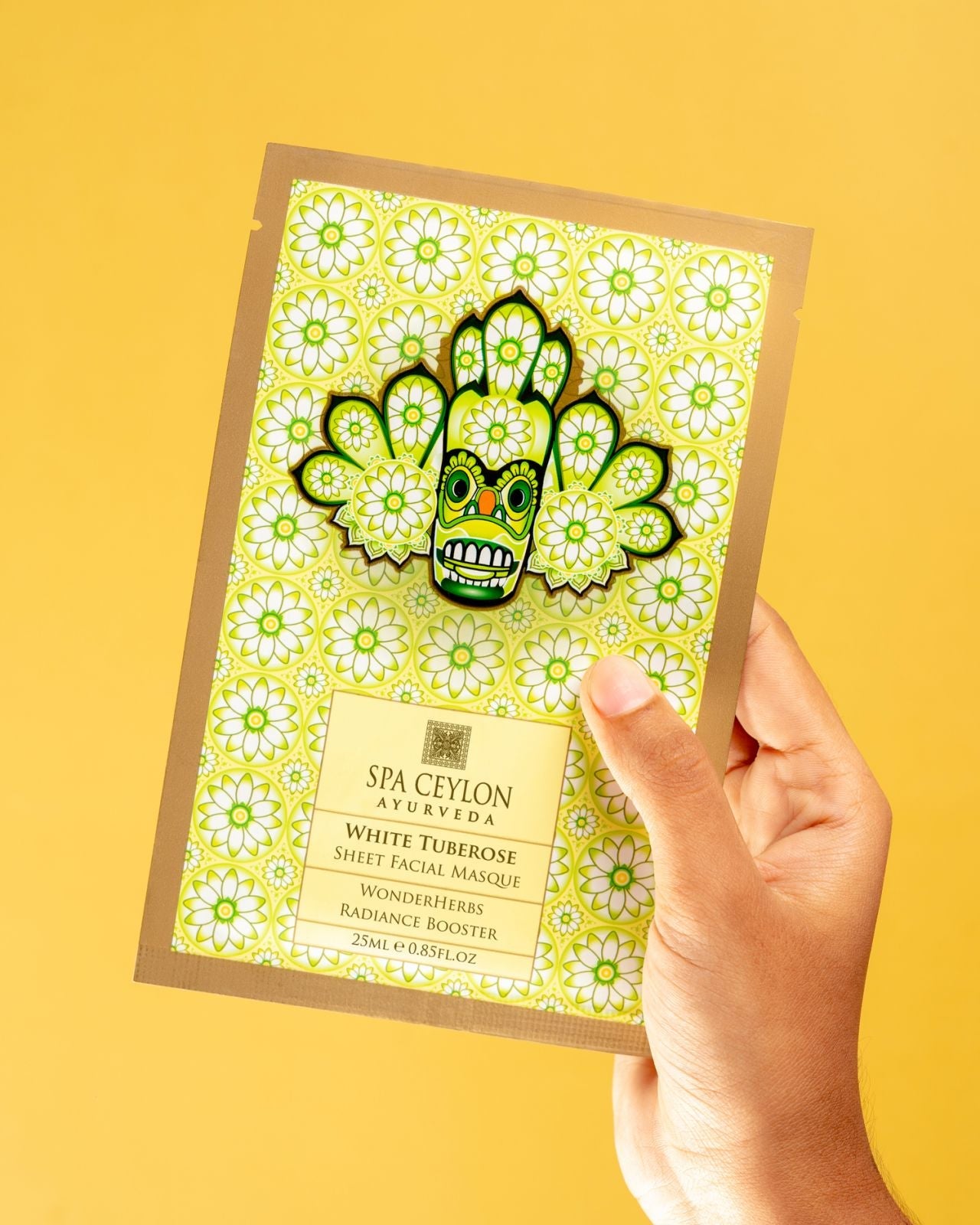 White Tuberose -Sheet Facial Masque - WonderHerbs Radiance Booster - Spa Ceylon Sri Lanka