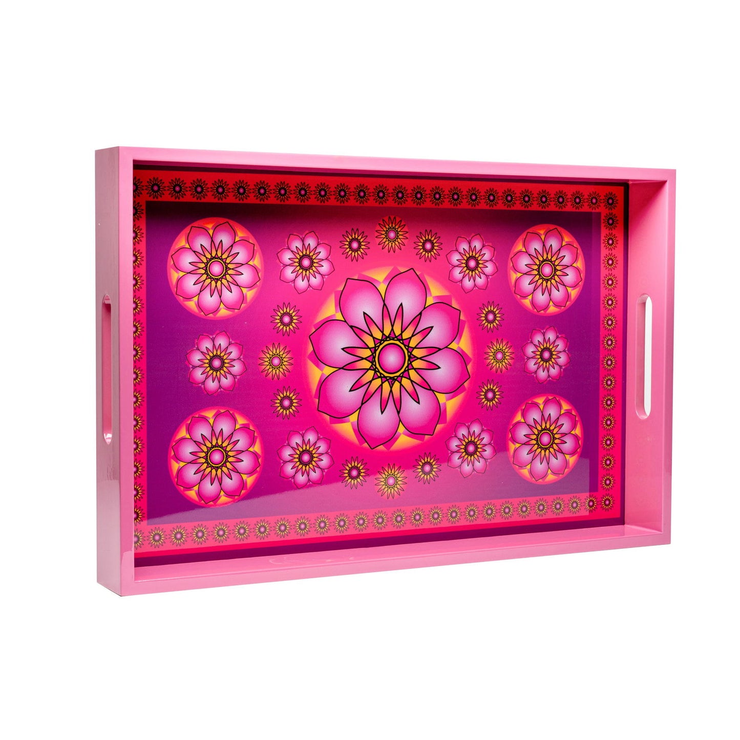 Ylang Lavender Lacquerware Rectangle Tray A 46cmL x 30cmW x 5.5cmH - Spa Ceylon Sri Lanka