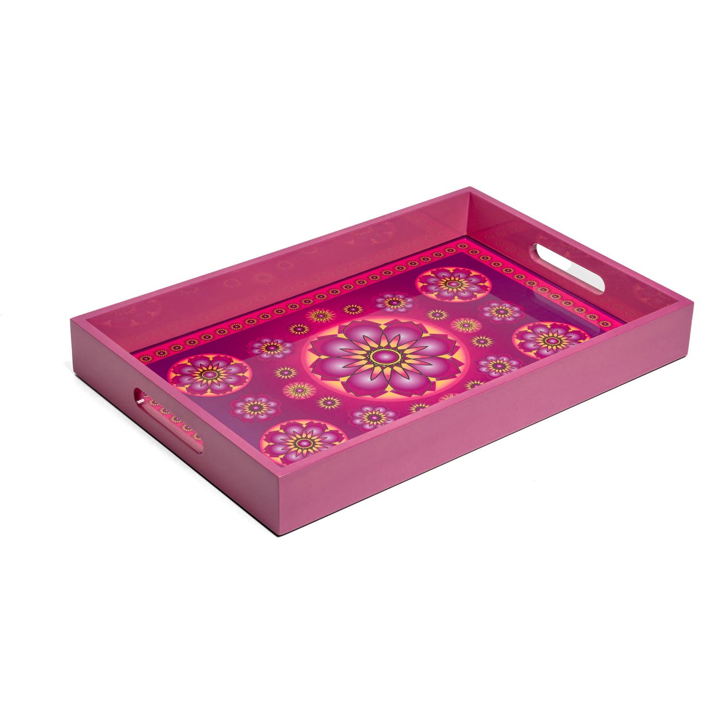 Ylang Lavender Lacquerware Rectangle Tray A 46cmL x 30cmW x 5.5cmH - Spa Ceylon Sri Lanka