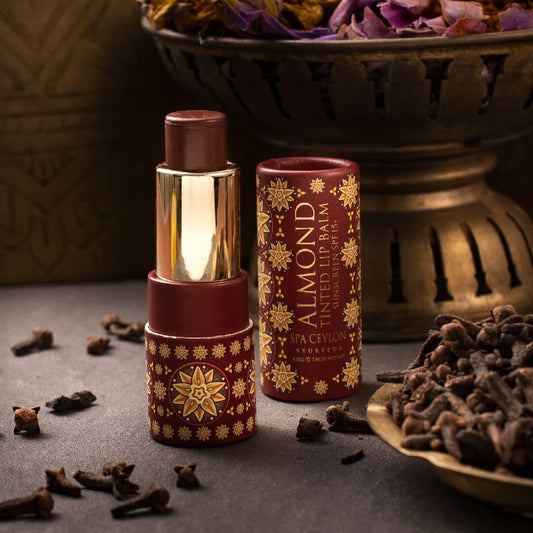 Almond Tinted Lip Balm - Clove SPF15+ - Spa Ceylon Sri Lanka
