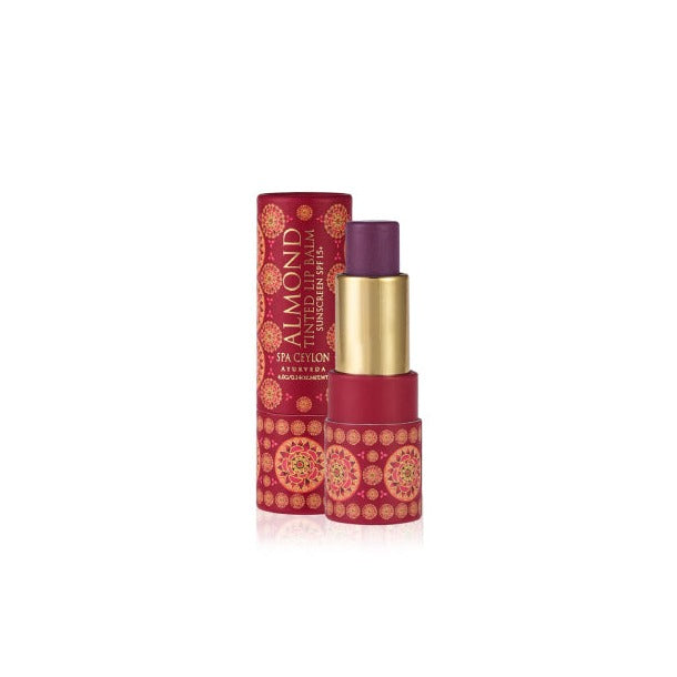 Almond Tinted Lip Balm - Damson SPF 15+ - Spa Ceylon Sri Lanka