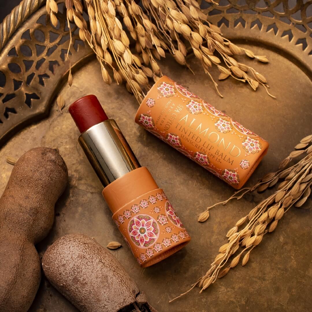 Almond Tinted Lip Balm - Tamarind SPF 15+ - Spa Ceylon Sri Lanka