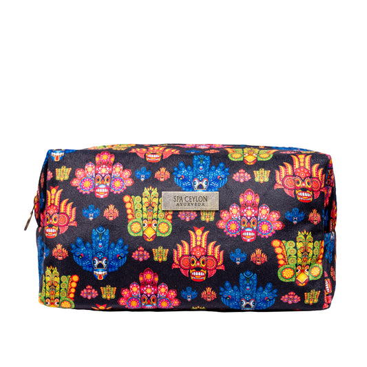 Black Mask Design Large Velvet Wellness Bag (12x9x20cm)