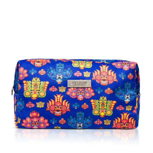 Blue Mask Design Large Velvet Wellness Bag 12x9x20cm