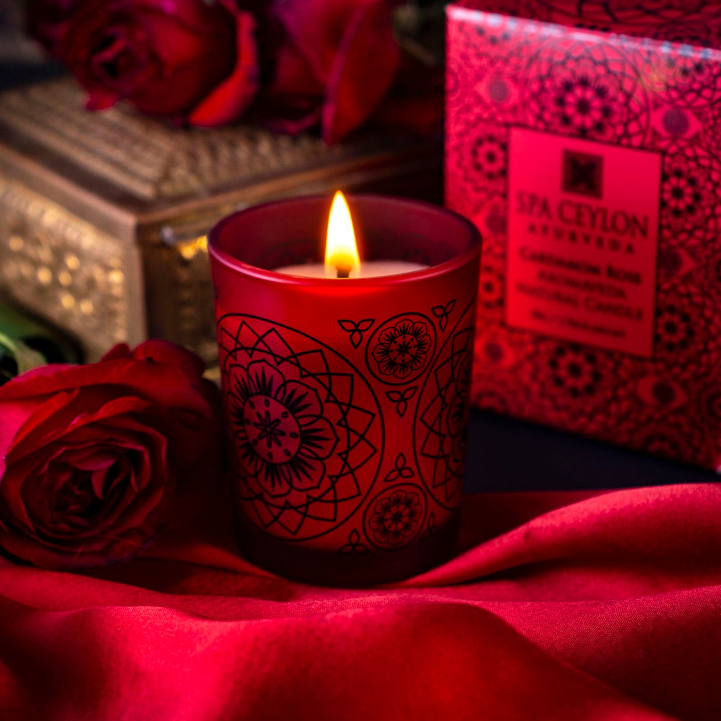 Cardamom Rose - Aromaveda Natural Candle 50g - Spa Ceylon Sri Lanka