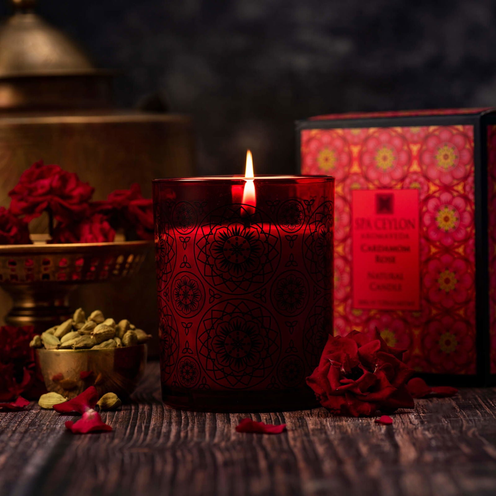 Cardamom Rose - Natural Candle - 200g - Spa Ceylon Sri Lanka