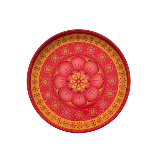 Cardamom Rose Lacquerware Circle Tray A 35cmD x 5.5cmH - Spa Ceylon Sri Lanka