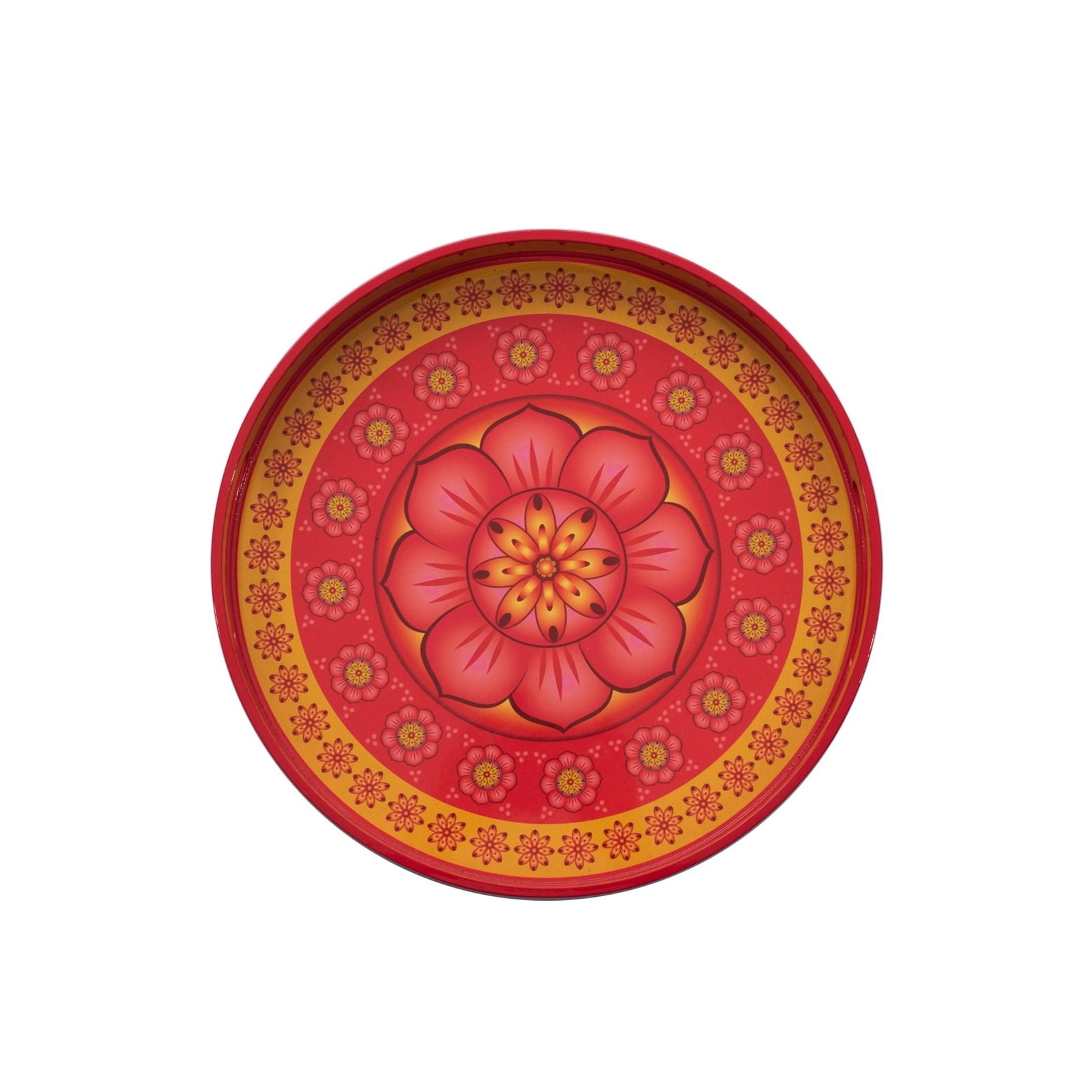 Cardamom Rose Lacquerware Circle Tray A 42cmD x 5.5cmH - Spa Ceylon Sri Lanka