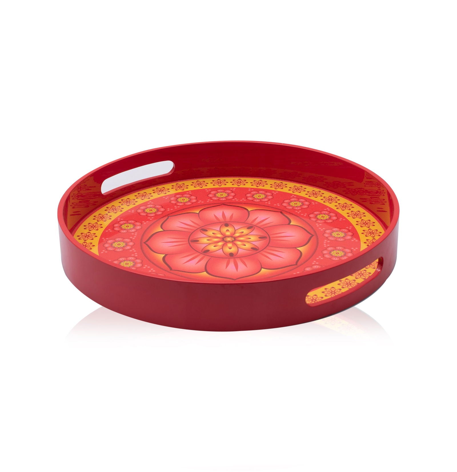 Cardamom Rose Lacquerware Circle Tray A 42cmD x 5.5cmH - Spa Ceylon Sri Lanka