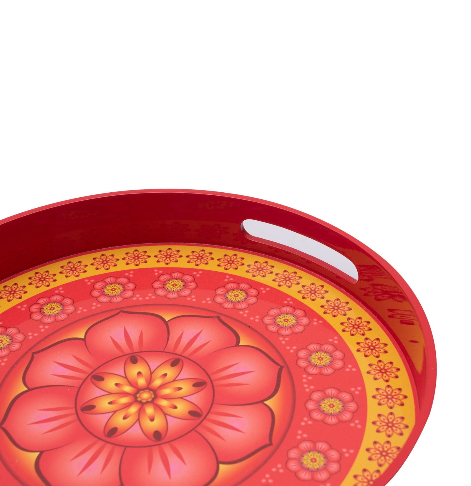 Cardamom Rose Lacquerware Circle Tray A 42cmD x 5.5cmH - Spa Ceylon Sri Lanka