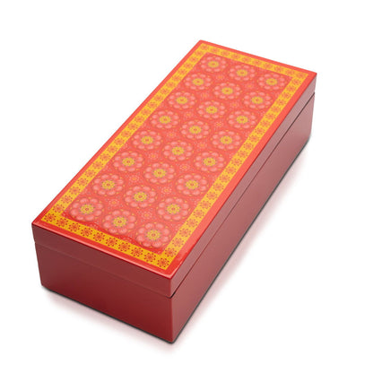Cardamom Rose Lacquerware Rectangle Box With Lid 23cmL x10cmW x6cmH - Spa Ceylon Sri Lanka