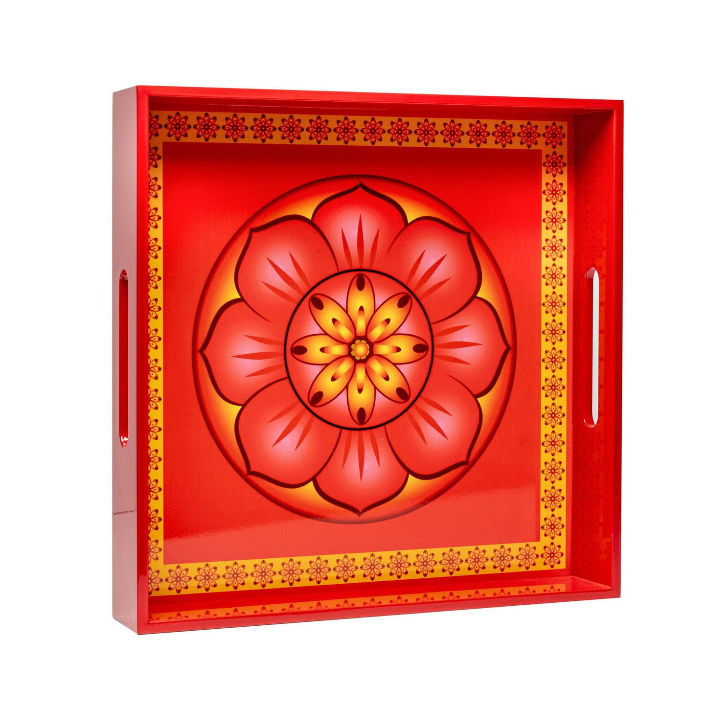 Cardamom Rose Lacquerware Square Tray A 30cmL x 30cmW x 5.5cmH - Spa Ceylon Sri Lanka