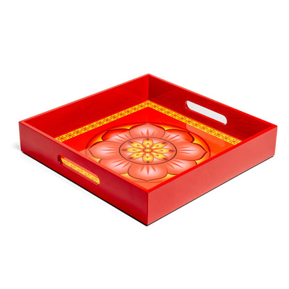 Cardamom Rose Lacquerware Square Tray A 30cmL x 30cmW x 5.5cmH - Spa Ceylon Sri Lanka