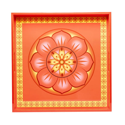 Cardamom Rose Lacquerware Square Tray A 45cmL x 45cmW x 5.5cmH - Spa Ceylon Sri Lanka