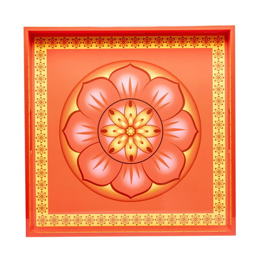 Cardamom Rose Lacquerware Square Tray A 45cmL x 45cmW x 5.5cmH - Spa Ceylon Sri Lanka