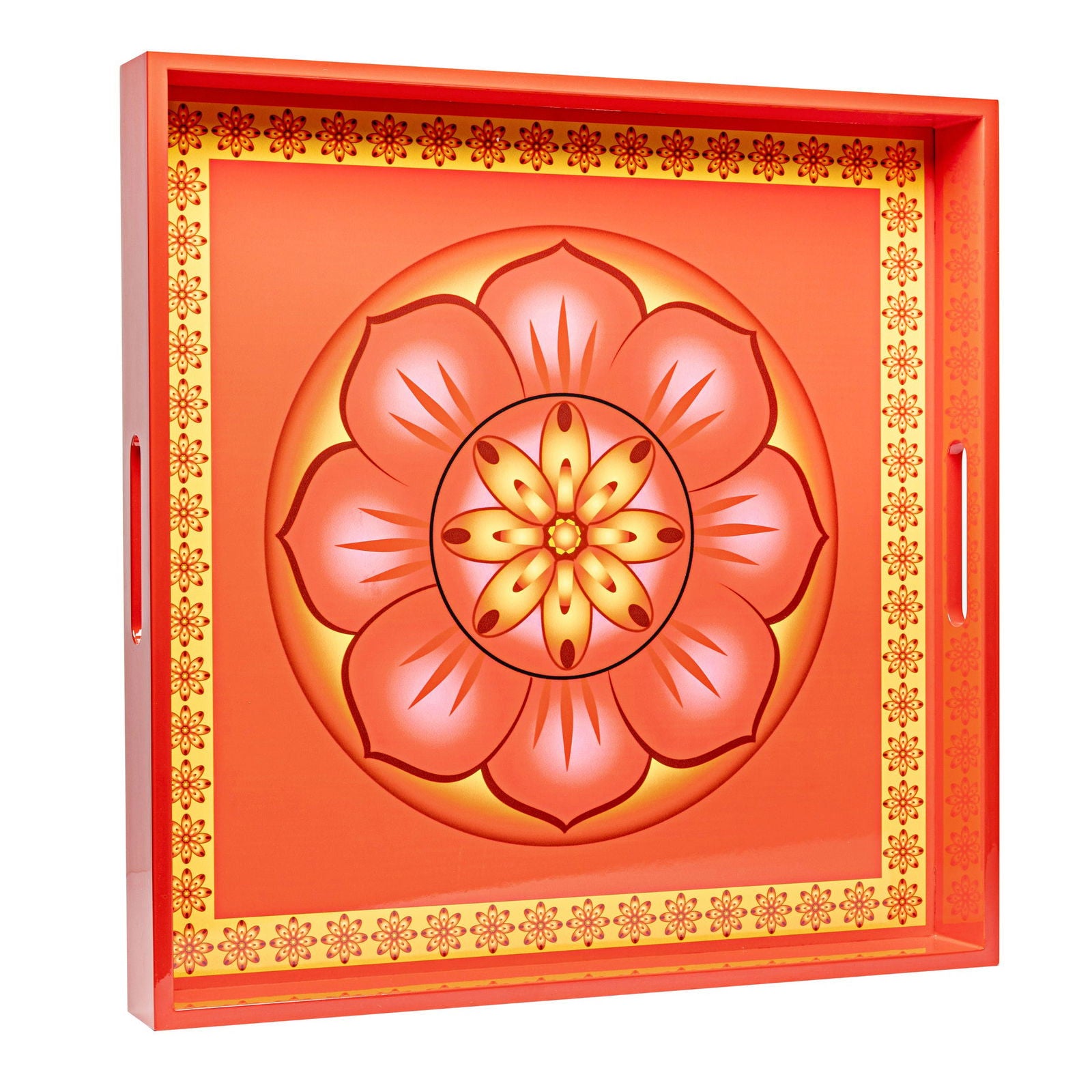 Cardamom Rose Lacquerware Square Tray A 45cmL x 45cmW x 5.5cmH - Spa Ceylon Sri Lanka