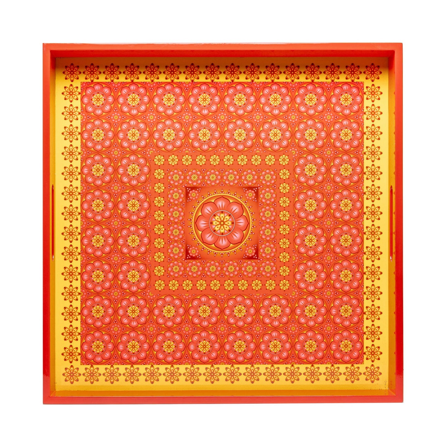 Cardamom Rose Lacquerware Square Tray B 45cmL x 45cmW x 5.5cmH - Spa Ceylon Sri Lanka